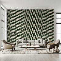 Ivory crests stack vertically in a tight repeat across this Modern Crest wallpaper.⁠GD9527