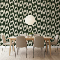 A two-tone palette carries this Modern Crest cream and green wallpaper edge to edge.GD9527
