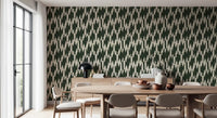 Pointed arrows and curved tips lock together across this Modern Crest green wallpaper.⁠GD9527