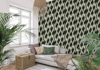 living room  feel sharper through this Modern Crest green cream wallpaper repeat.⁠GD9527