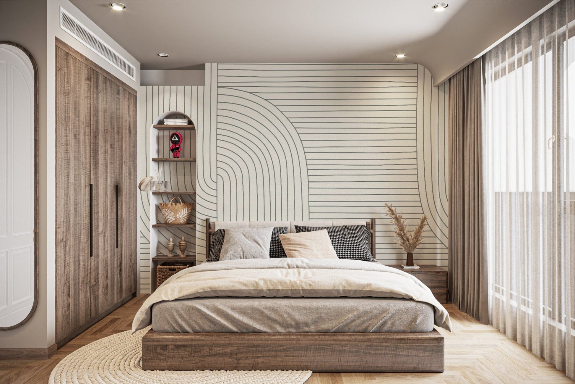 Contemporary curved line design wallpaper B692
