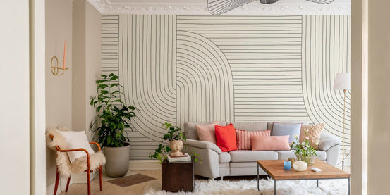 Modern curved line geometric wallpaper
 B692