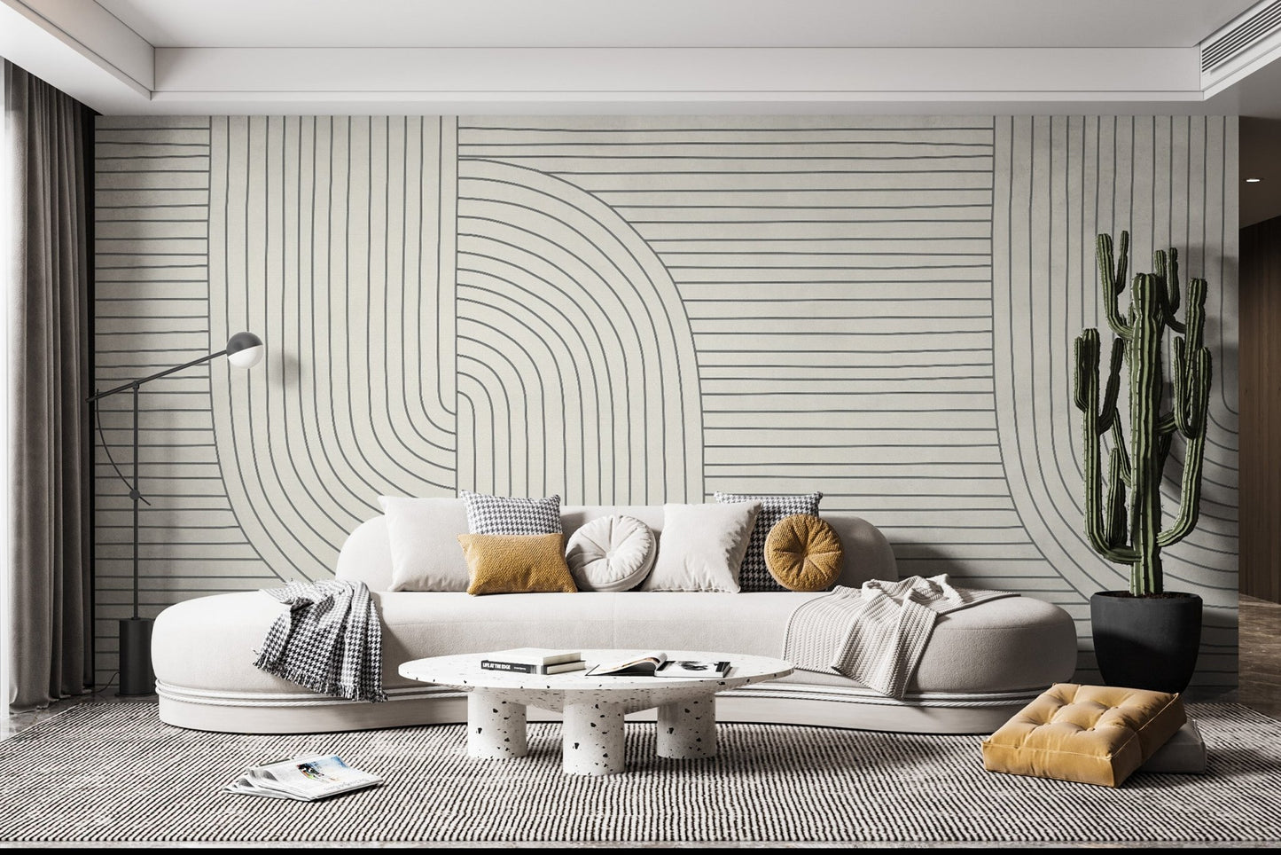 Curved line art geometric wall decor
 B692