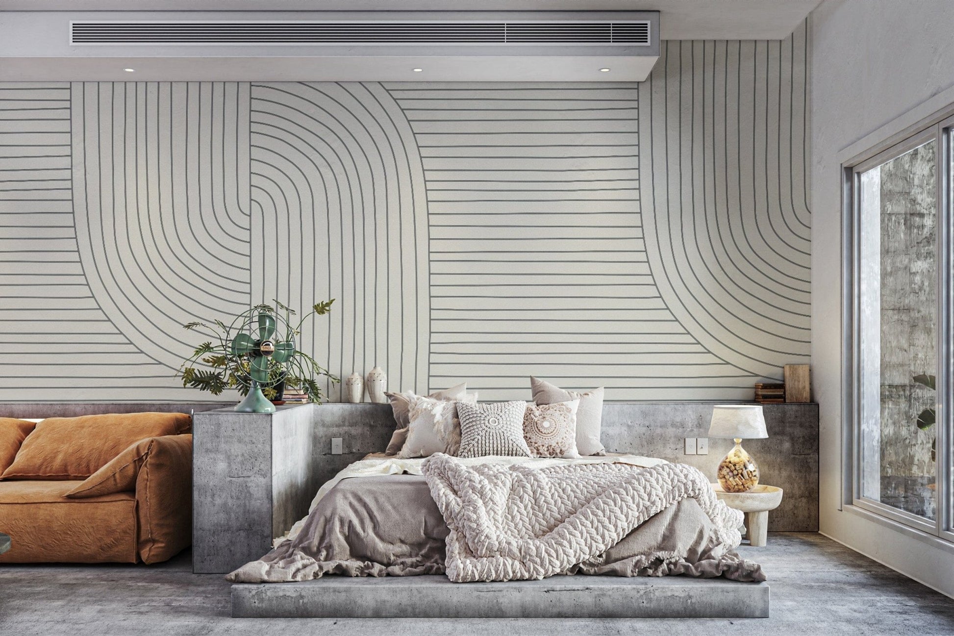 Monochrome geometric line wallpaper
 B692