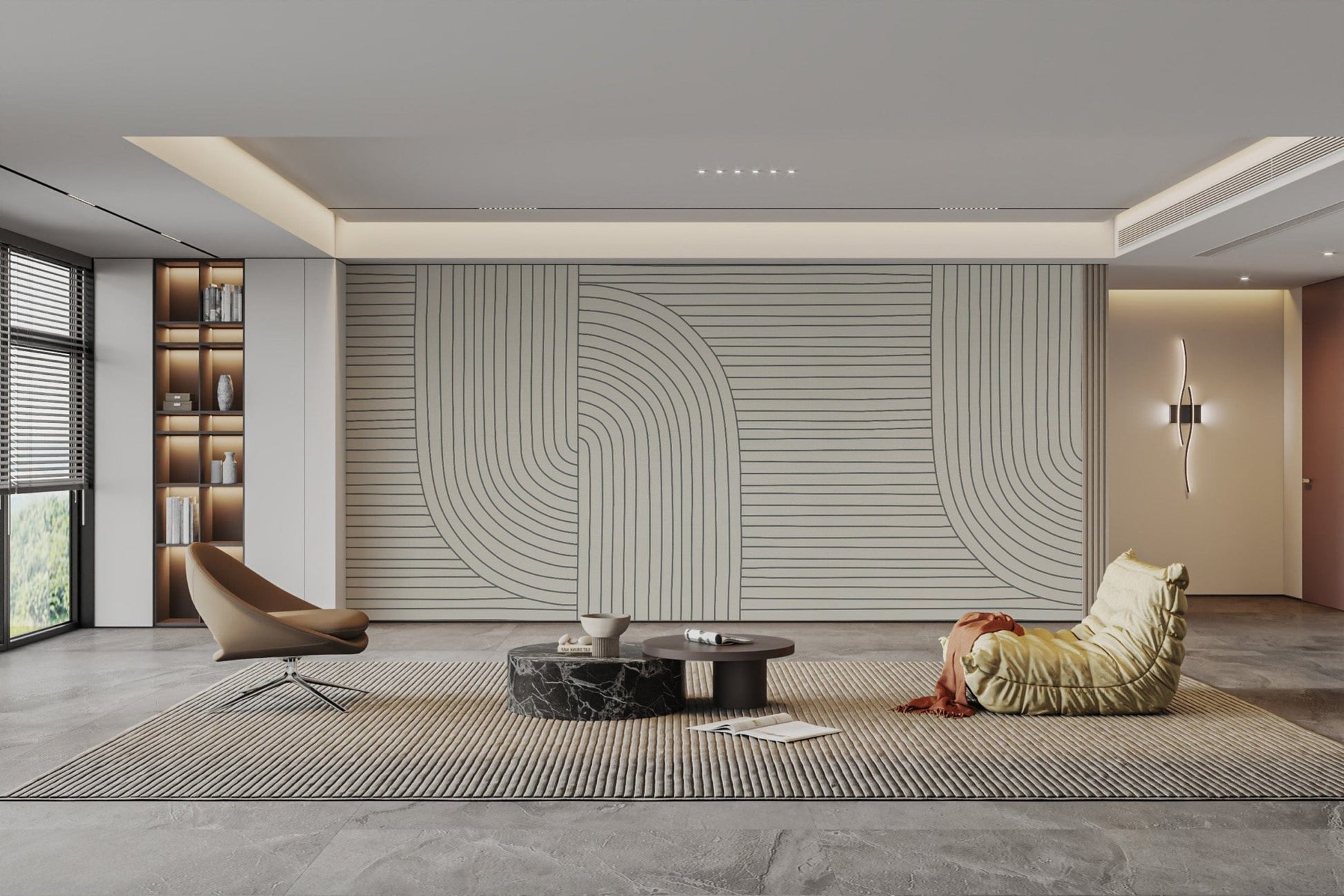 Minimalist curved line pattern wallpaper B692
