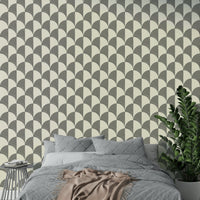 A room decorated with Modern Deco Arcs wallpaper.

