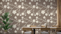 Modern Flower Buds Bush Grey Wallpaper for a fresh look
