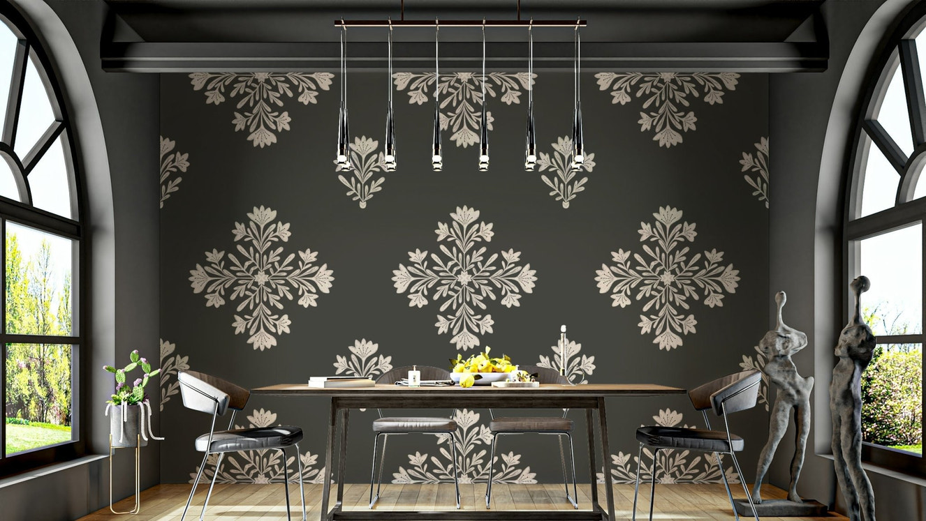 Soft floral folk art pattern wallpaper for walls

