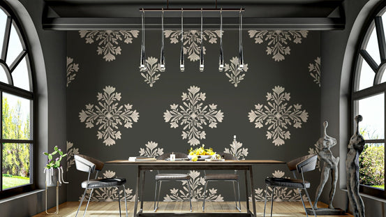 Soft floral folk art pattern wallpaper for walls, GD1097