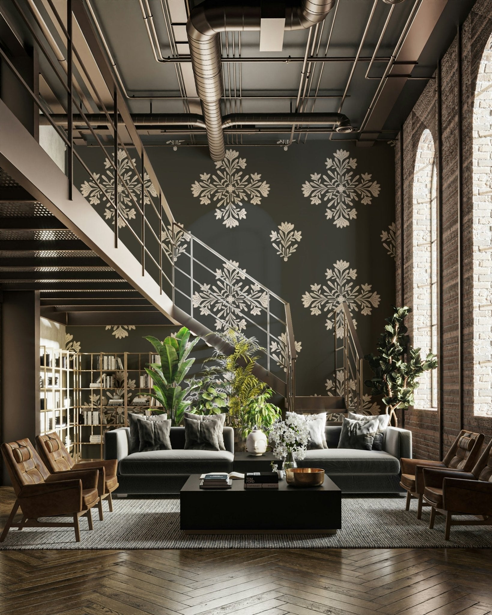 Muted tones floral wallpaper design

