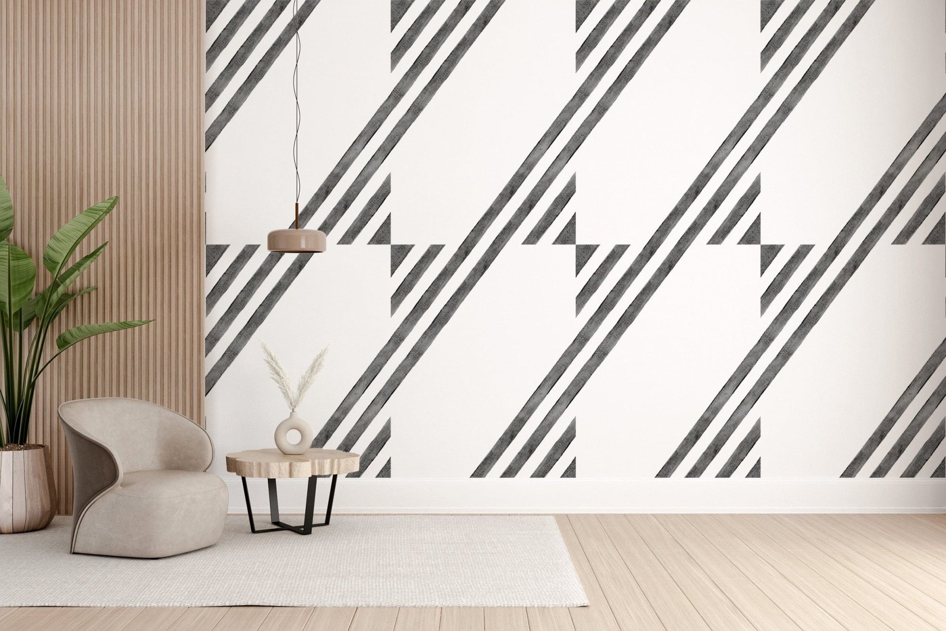 Diagonal striped geometric wallpaper
