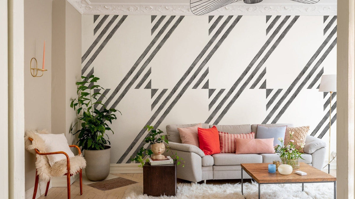 Modern geometric black white wallpaper D308
