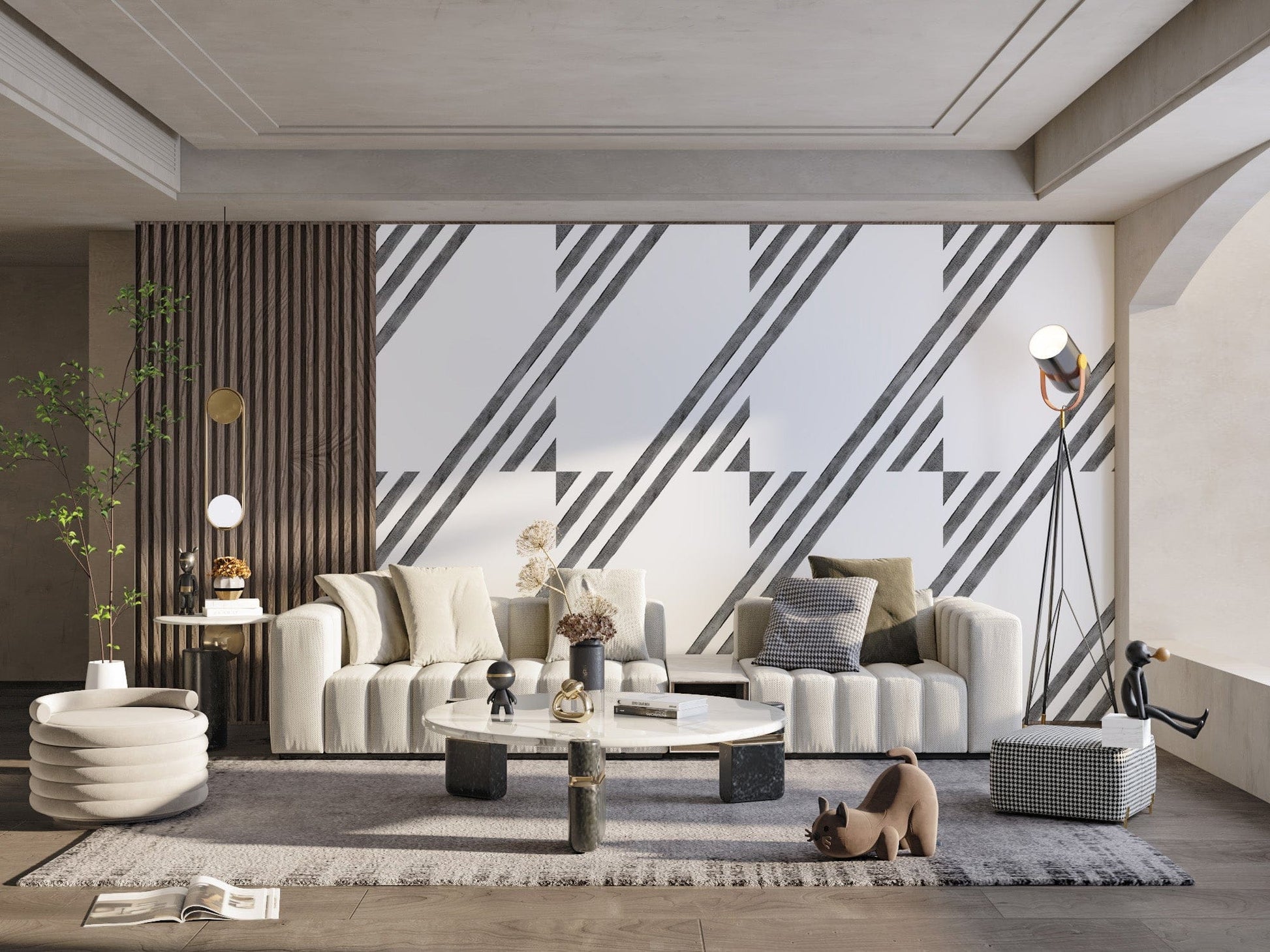 Monochrome geometric wallpaper for walls
