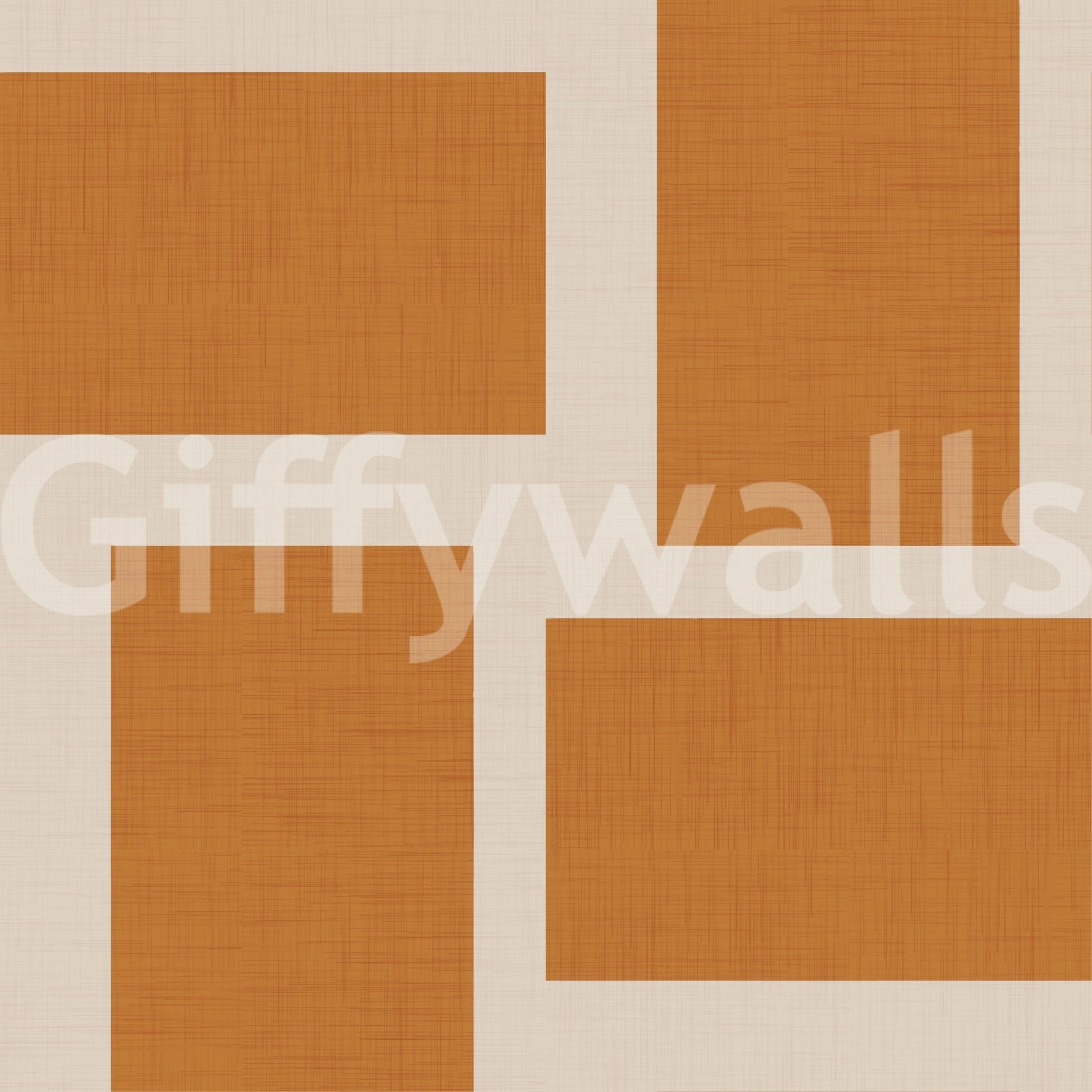 Terracotta Cream Geometric Wallpaper with broad rectangular block styling
