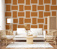 Textured Color Block Wallpaper in terracotta and cream with a clean layout