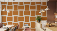 Kitchen Cafe area setup with Modern Geometric Color Block wallpaper in terracotta cream