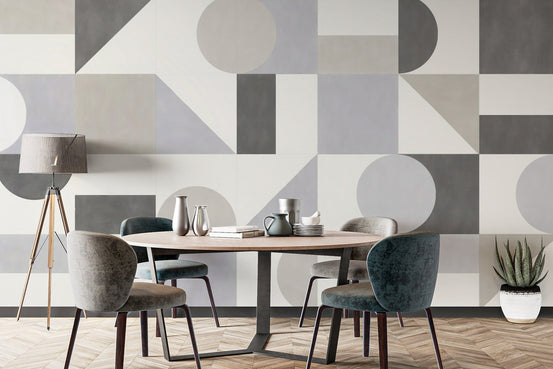 Modern geometric neutral art wallpaper B704
