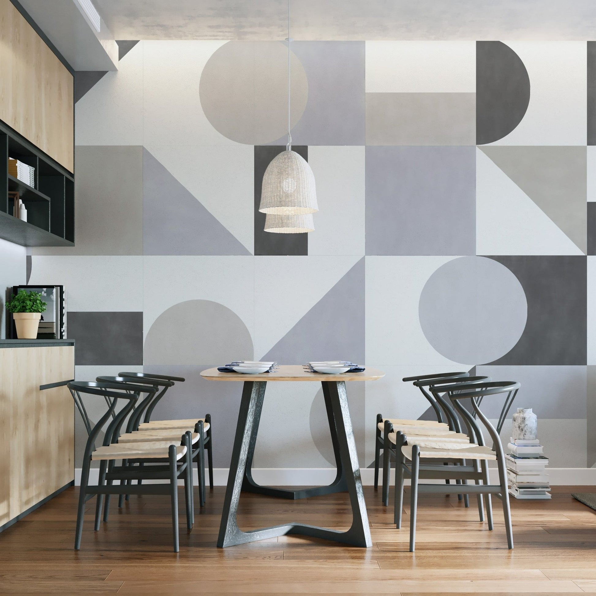 Abstract geometric art wall covering
