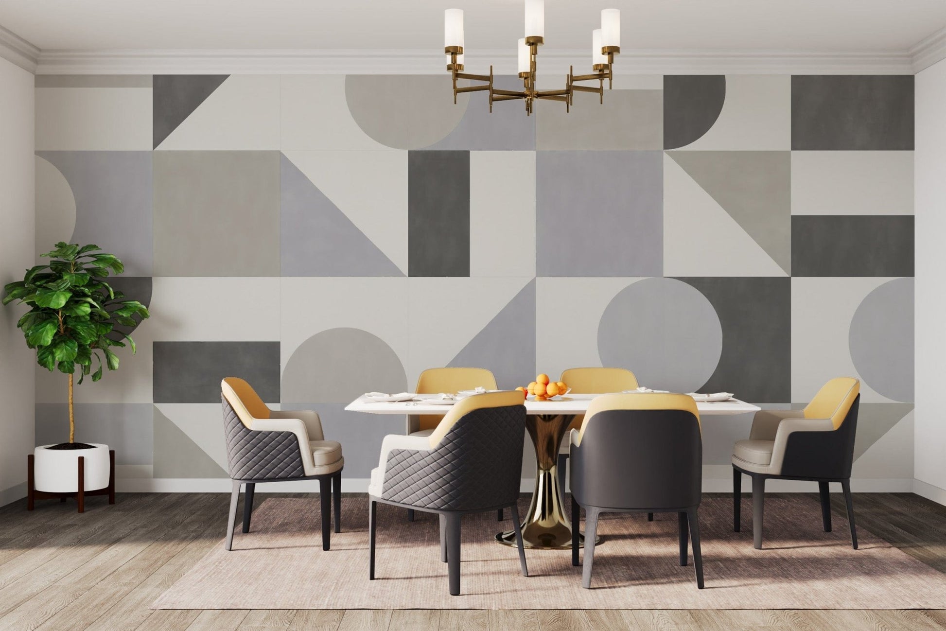 Minimalist geometric pattern wall design
