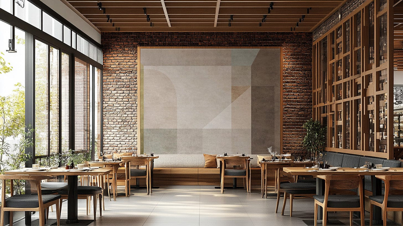 Contemporary abstract geometric mural
