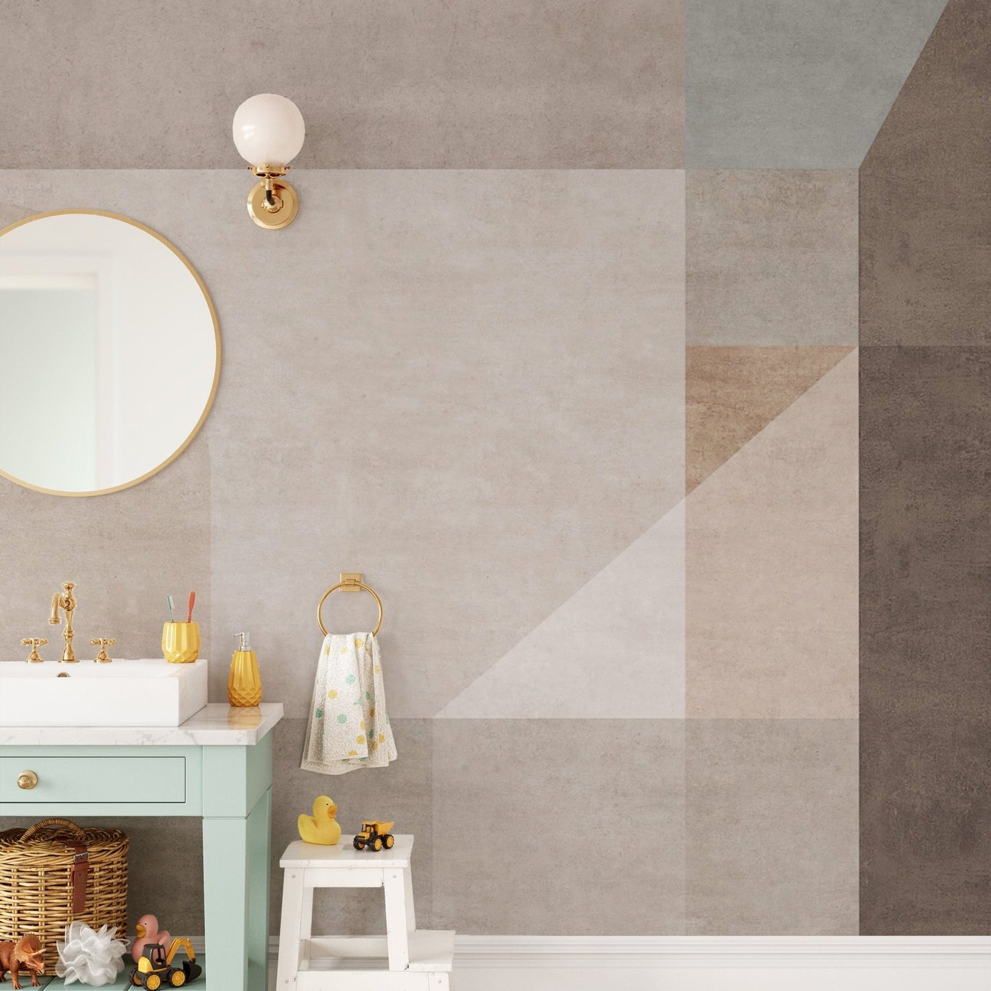 Neutral modern geometric wall covering
