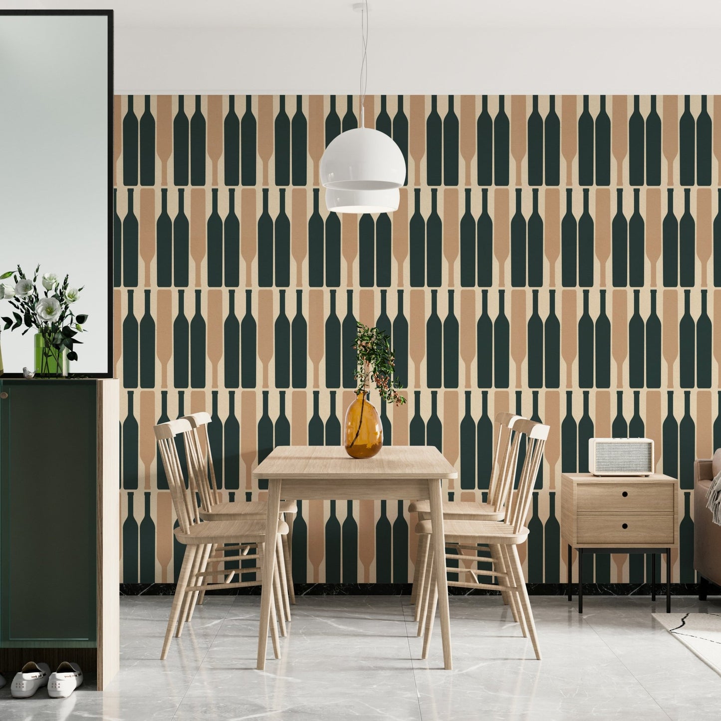 Modern geometric wine cellar blue wallpaper design

