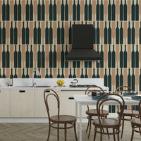 Modern wine cellar wallpaper with blue geometric shapes

