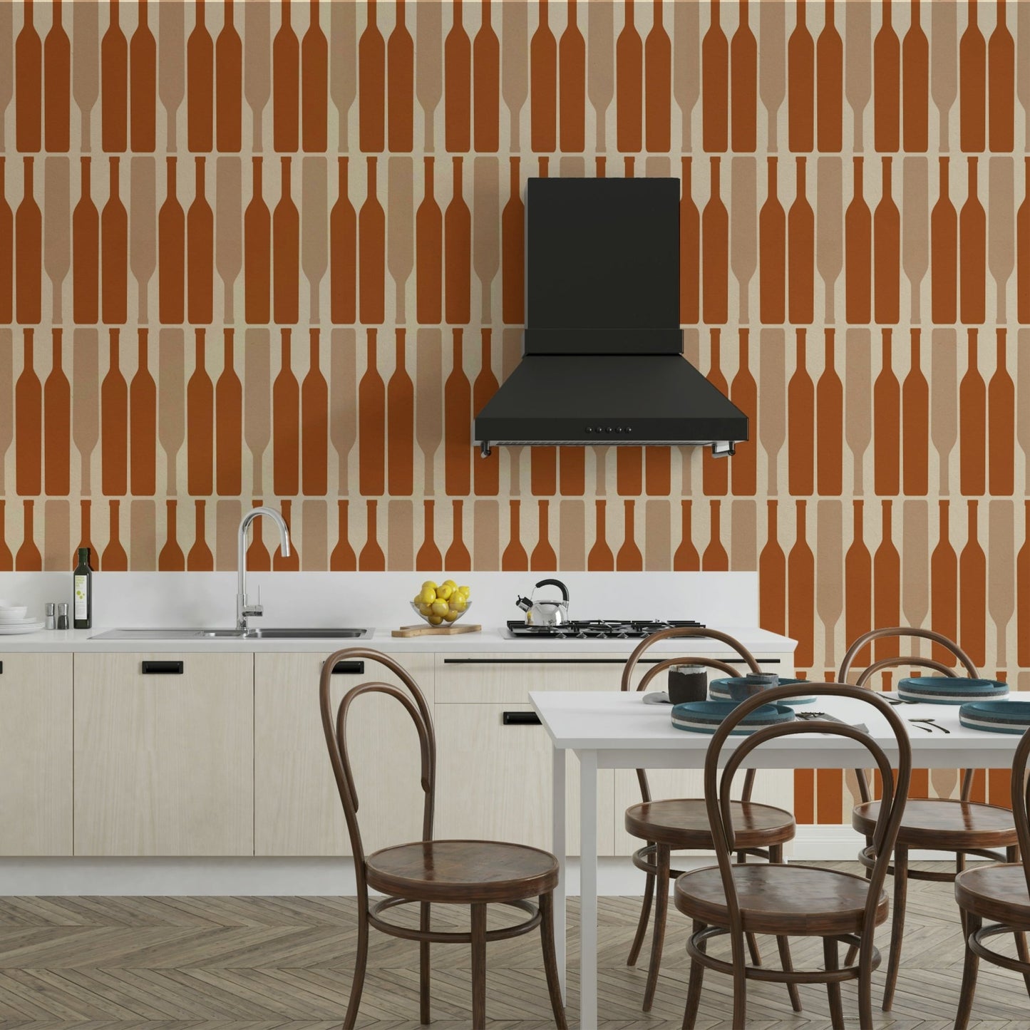 Modern geometric shapes for wine cellar decor.

