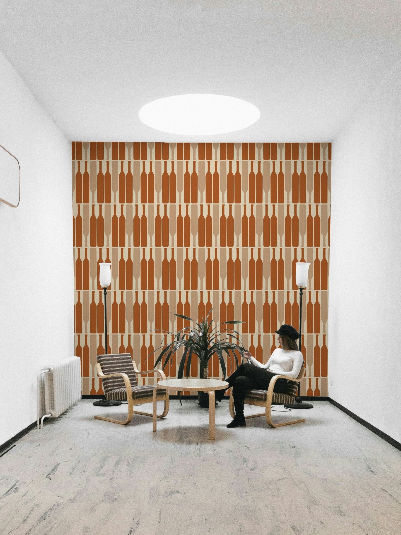 Elegant geometric pattern for wine cellar walls.

