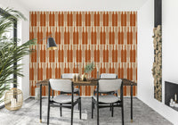 Modern geometric wine cellar wallpaper design.

