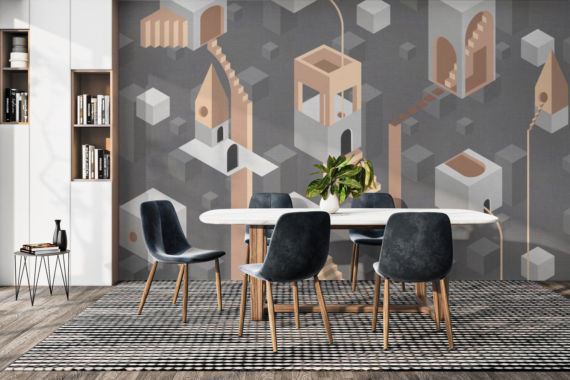 Unique Modern Gray Structure Wall Mural

