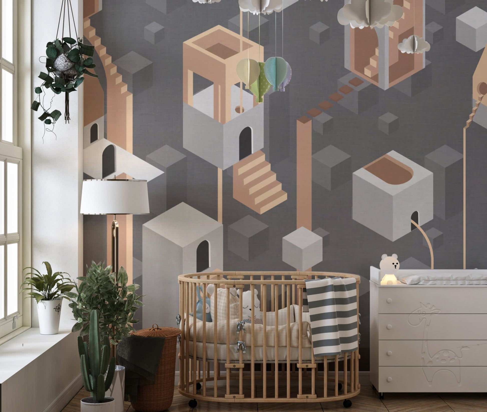 Abstract Gray Architectural Pattern Wallpaper
