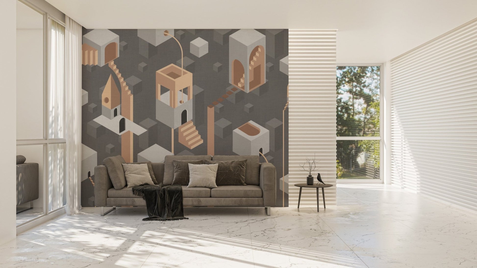 Minimalist Geometric Architecture Wall Mural
