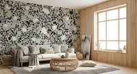 Wall décor, Modern Grey Terrazzo featuring white, black, green fragments.