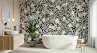 Modern Grey Terrazzo mint green flecked wallpaper for walls design