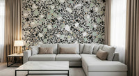 Speckled wall art, Modern Grey Terrazzo interior design wallpaper.