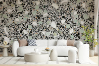 Minimalist Modern Grey Terrazzo speckled wall mural covering look