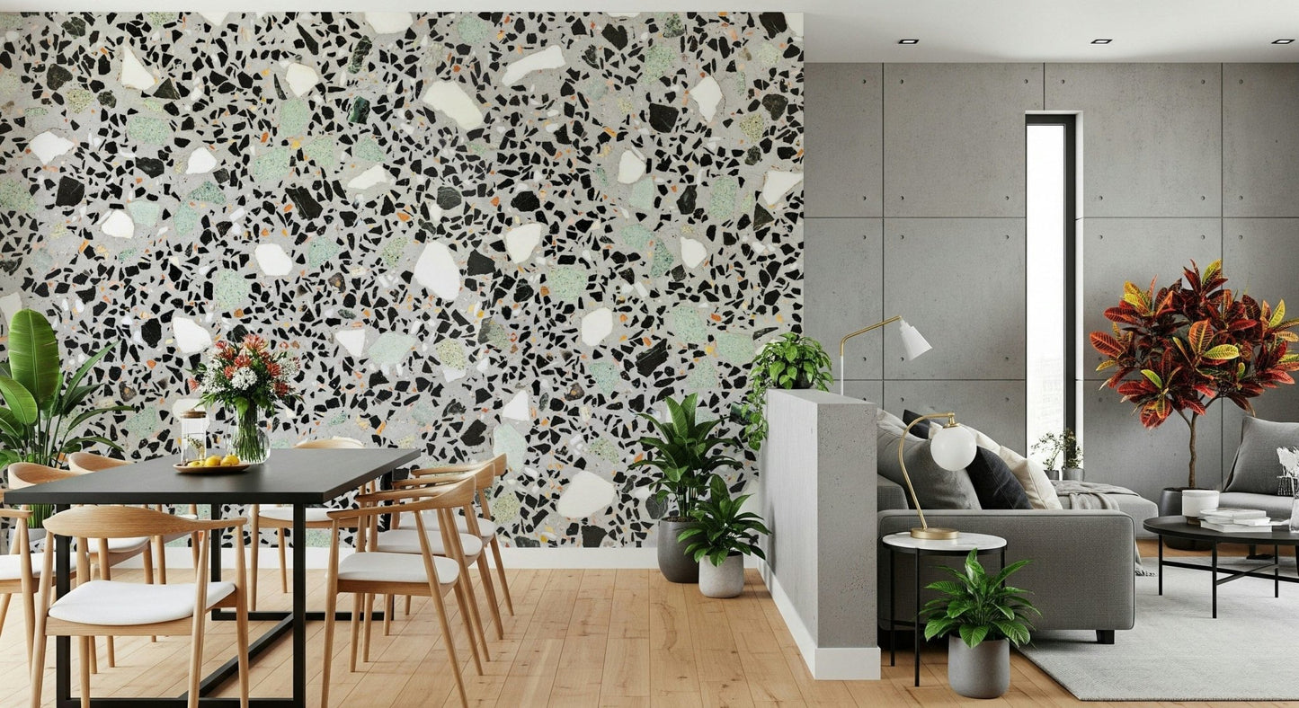 Stylish grey aggregate look, Modern Grey Terrazzo wall design.