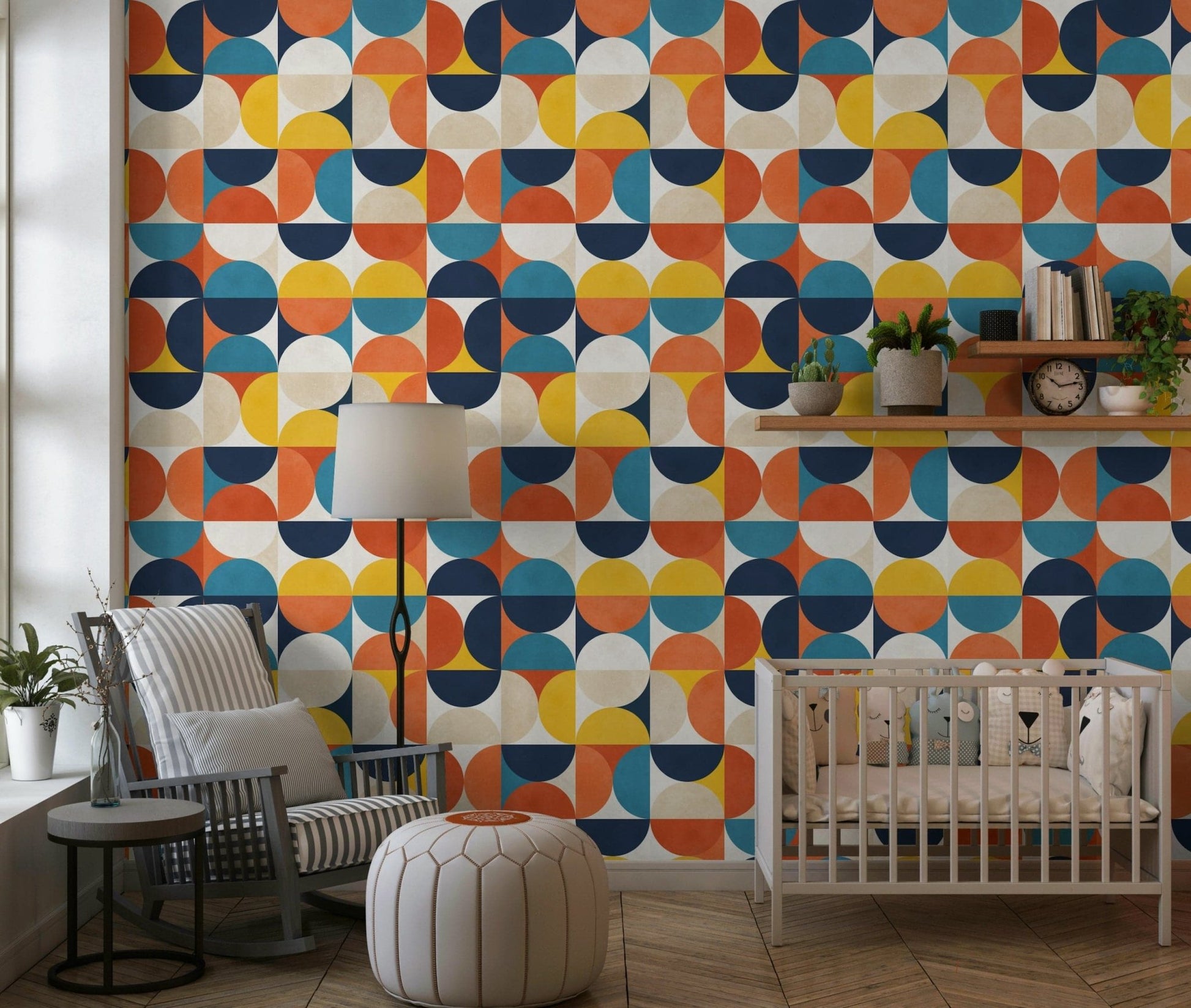 Modern Harmony wallpaper for walls geometric semicircles.