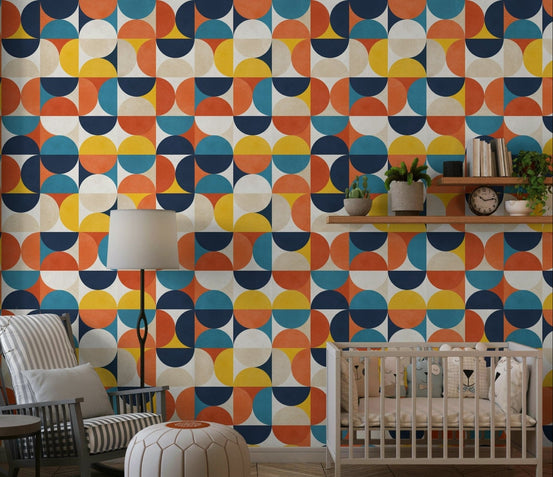 Modern Harmony wallpaper for walls geometric semicircles., GD7134