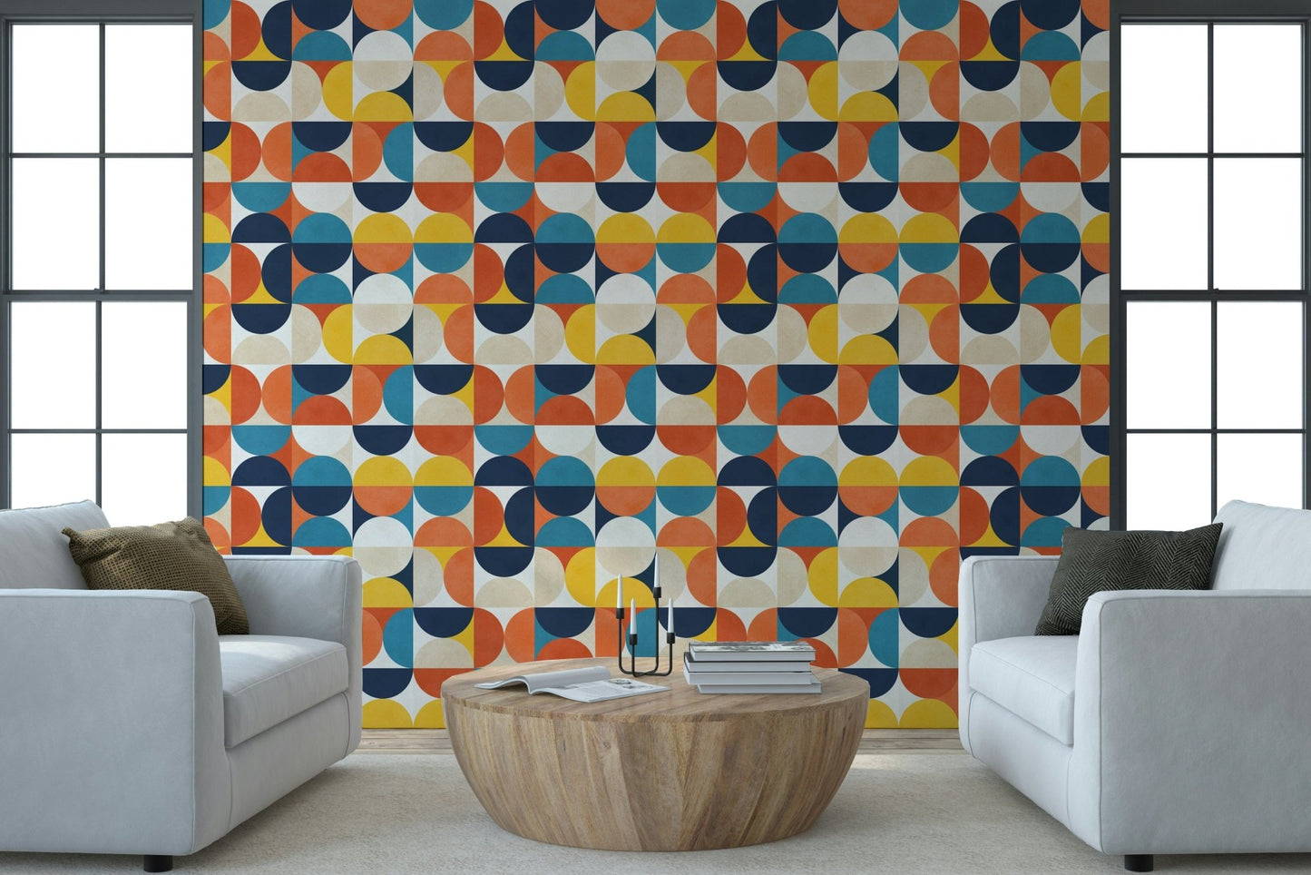 Retro Modern Harmony wallpaper geometric print.