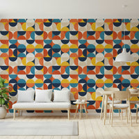 Stylish Modern Harmony wall feature blue orange yellow.