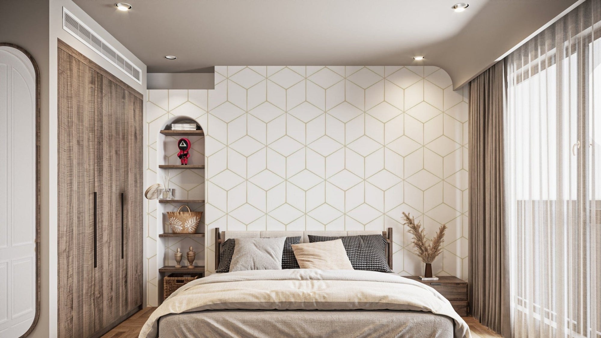 Easy Apply Modern Hexagonal Wall Mural Design Geo-01
