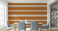Terracotta Cream Wallpaper with horizontal stripe pattern and woven texture look