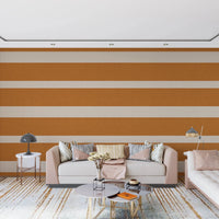 Modern Horizontal Stripe wallpaper in a hallway with terracotta cream bands