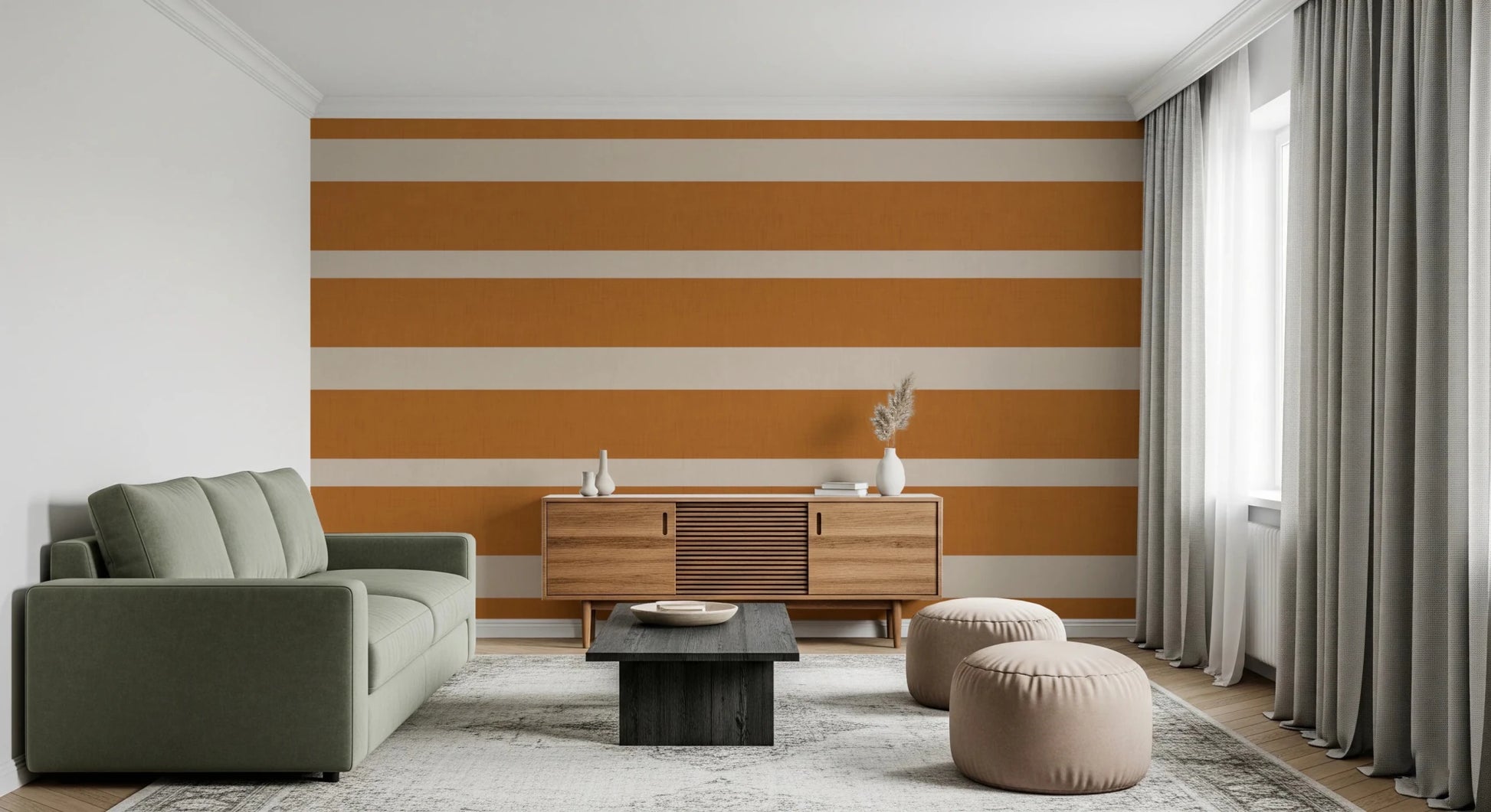 Modern Horizontal Stripe Wallpaper with soft contrast and layered surface detail
