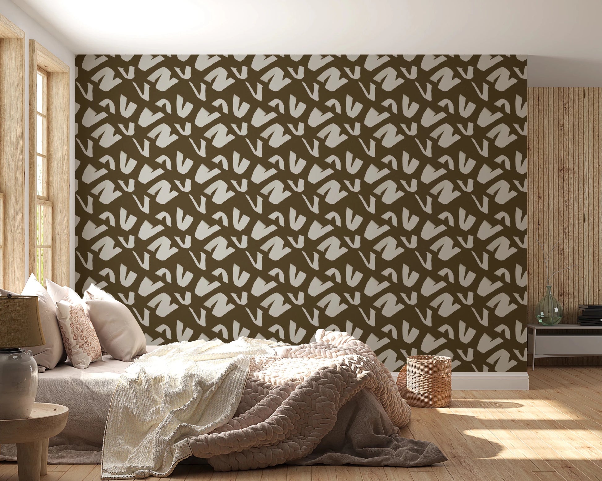 Minimal brush pattern wallpaper for home interiors