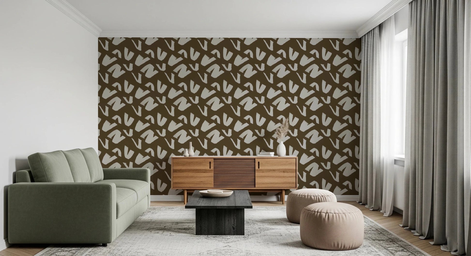 Modern Markings wallpaper with artistic white shapes