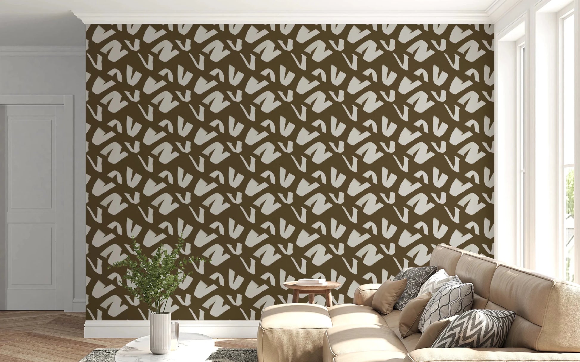 Modern Markings wallpaper with hand-painted pattern