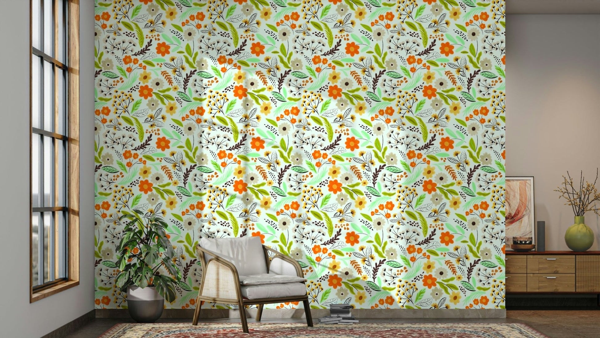 Vibrant bloom wallpaper with contemporary charm

